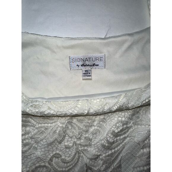 Signature by Robbie Bee Allover Lace Cold Shoulder Ivory Lined Dress Size XL - Picture 5 of 7